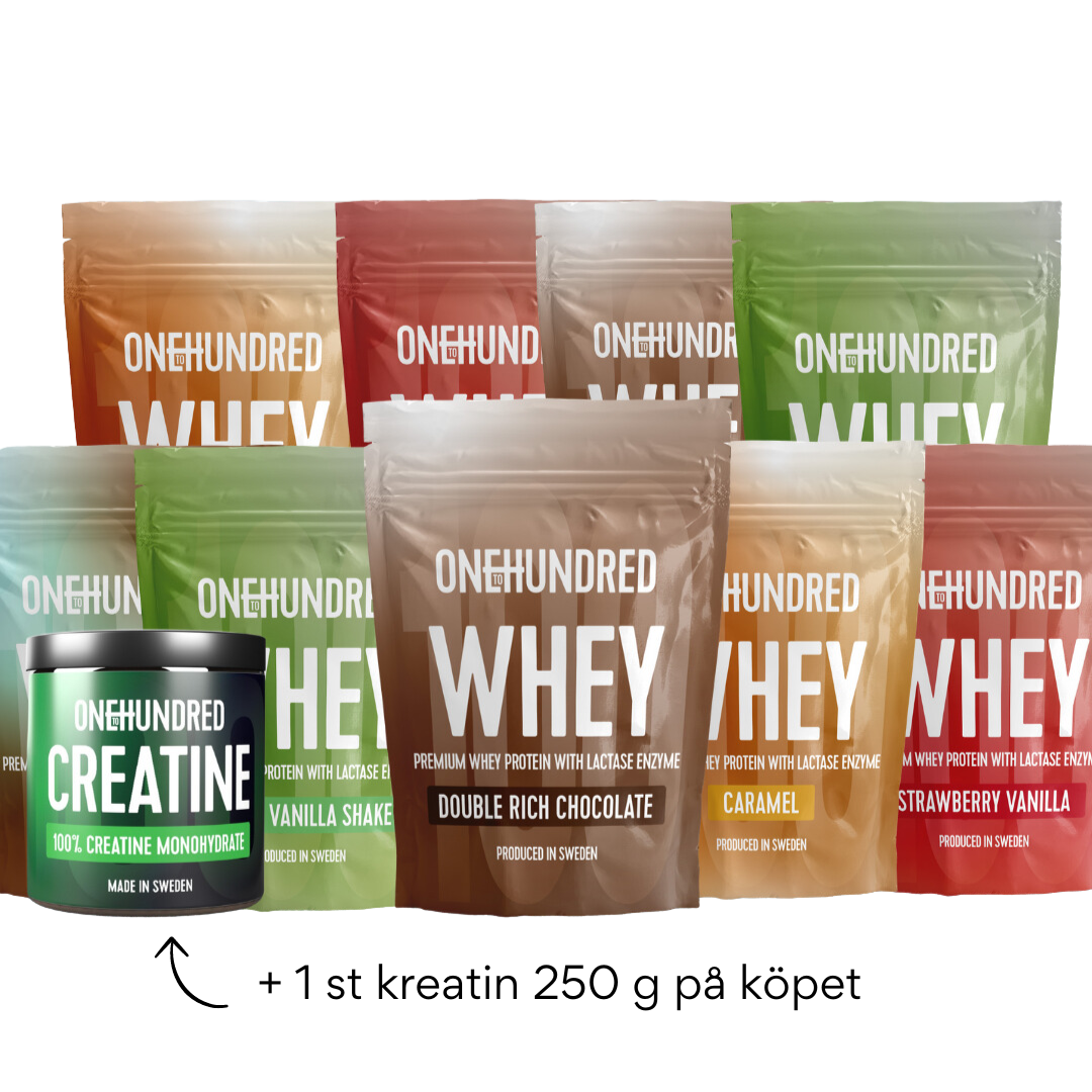 MEGAPACK WHEY 10x1 kg Välj smaker 10 kg! SUPERPRIS 229 KR/KG! Få en kreatin 250 g på köpet!